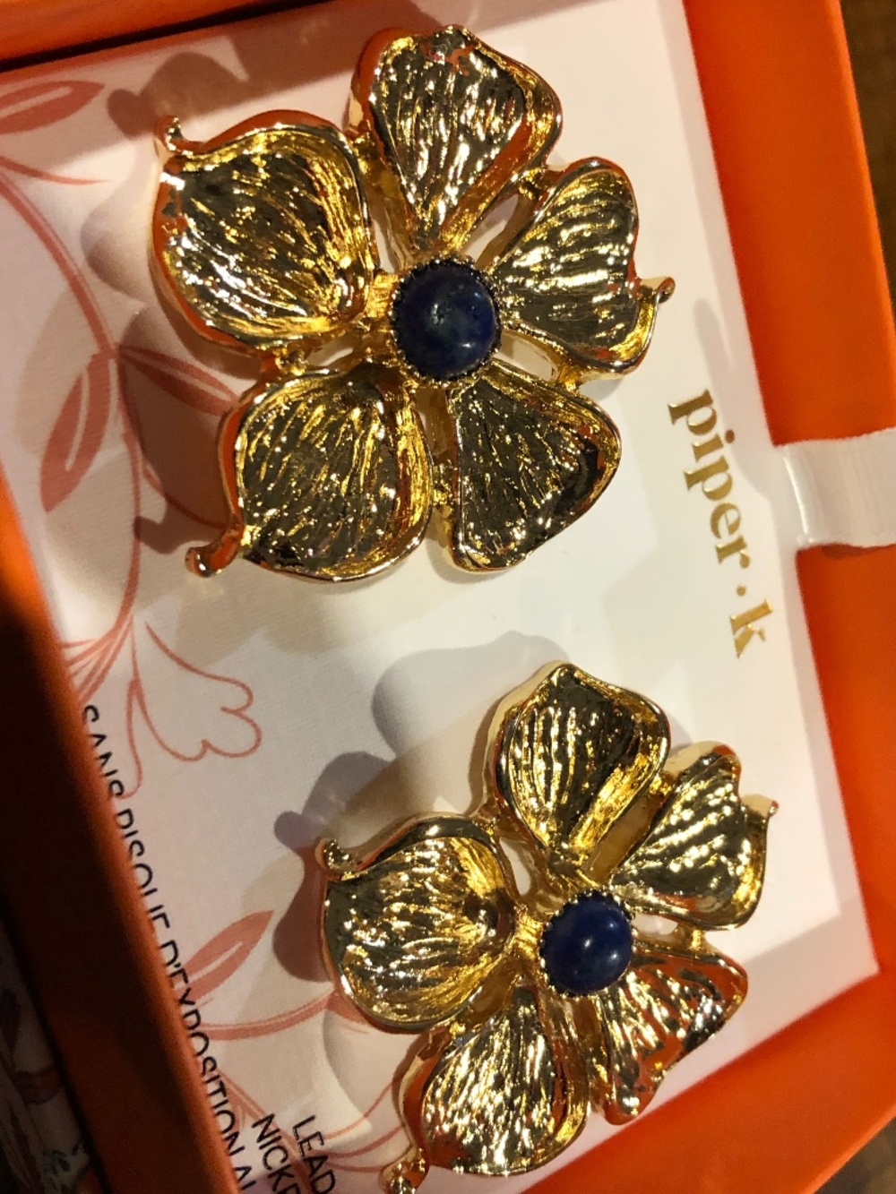 Piper k, gold flower earrings